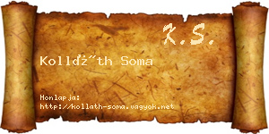 Kolláth Soma névjegykártya